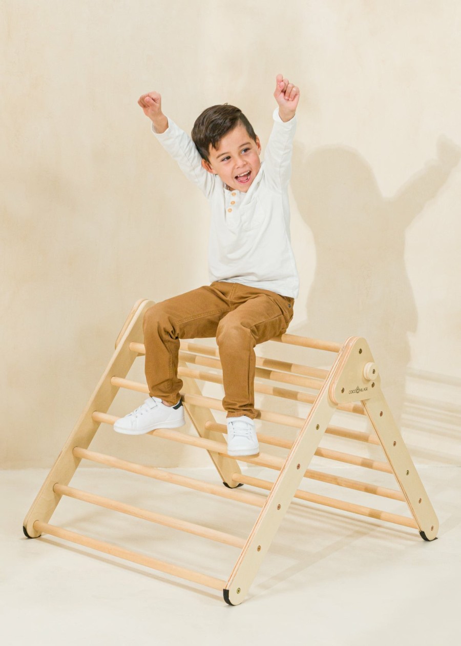 Play Coco Village Climbers | Montessori Triangle Climber Small - Natural Wood