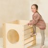 Play Coco Village Montessori Toys | Montessori Ladder Climber Cube - Natural Wood