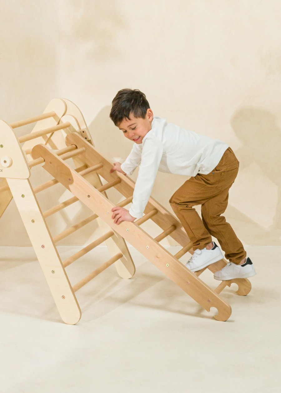 Play Coco Village Montessori Toys | Montessori Climber Ladder - Natural Wood