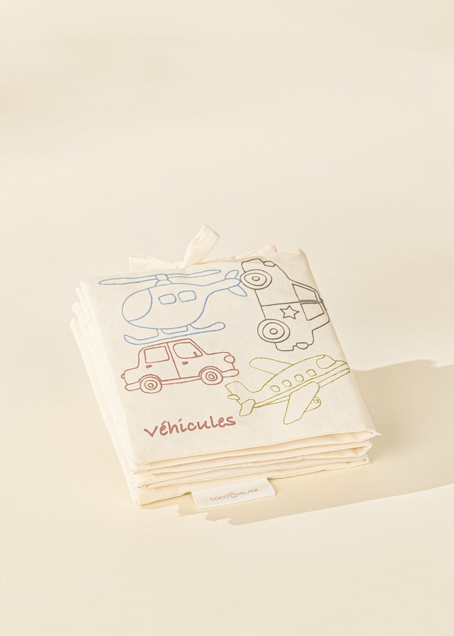 Play Coco Village Montessori Toys | Natural Cotton Baby'S First Soft Book French - Vehicules