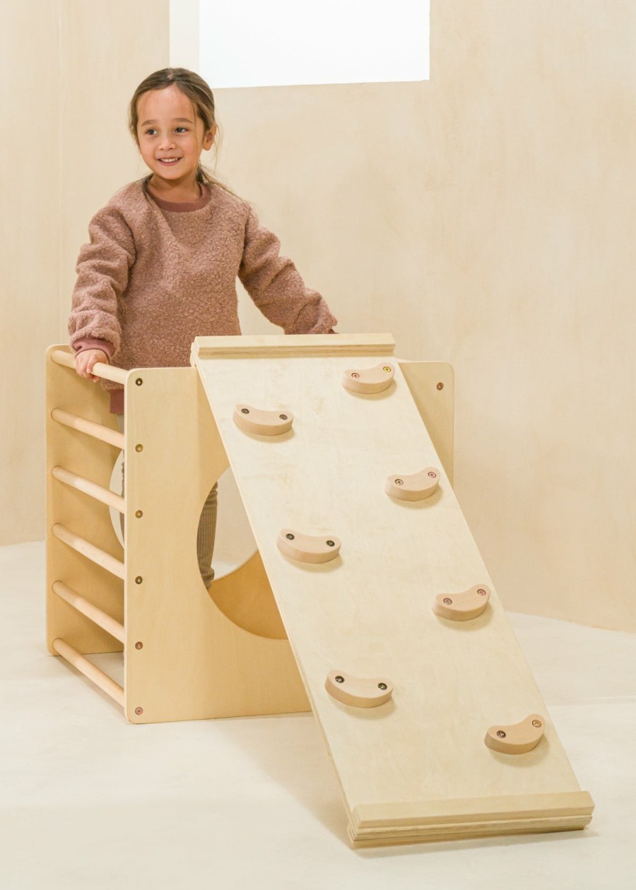 Play Coco Village Montessori Toys | Montessori Grip Climber Board - Natural Wood