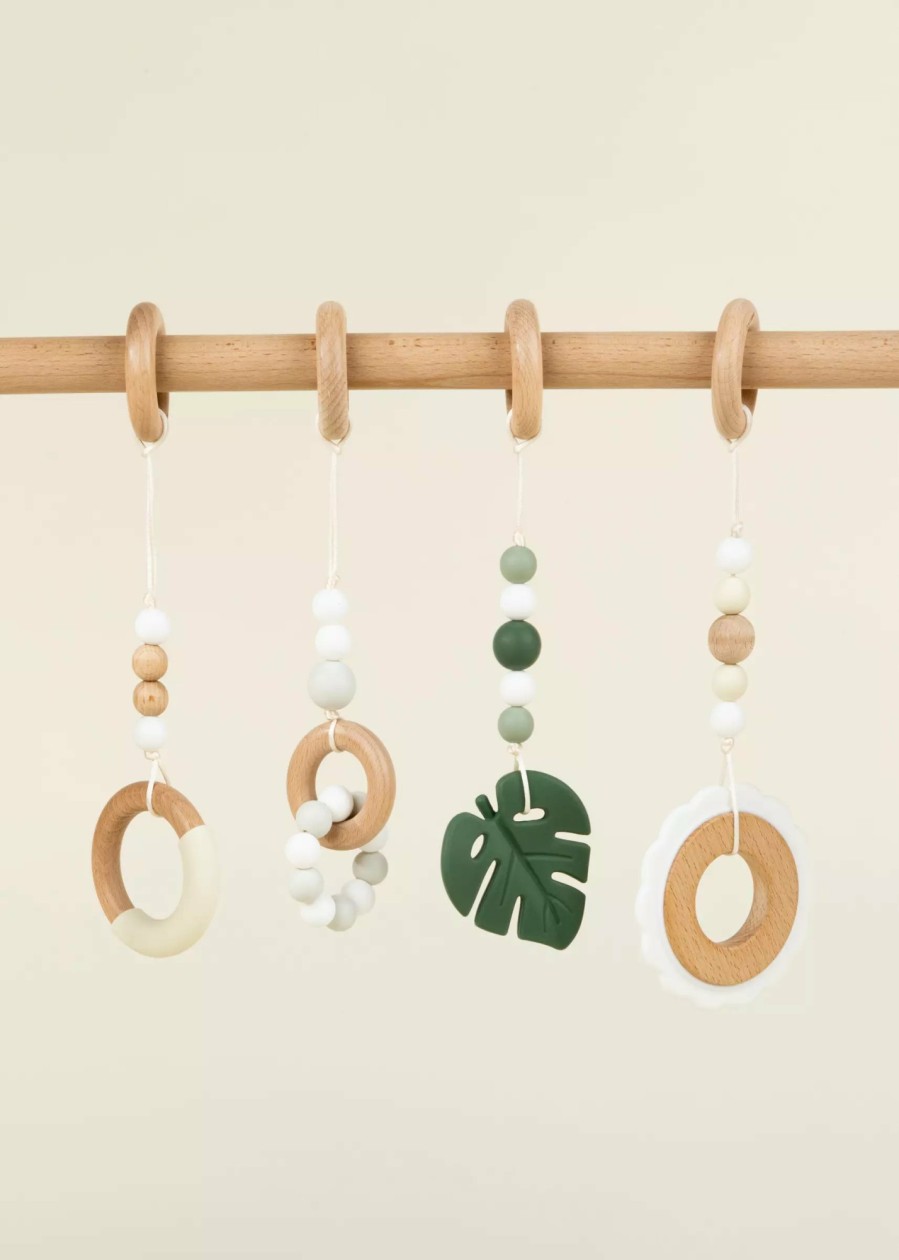 Play Coco Village Developmental Toys | Wooden And Silicone Hanging Toys Rattle Set For Play Arch (4 Pcs)