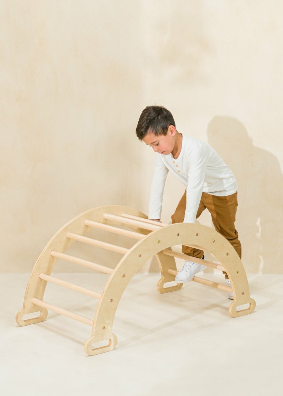 Play Coco Village Montessori Toys | Montessori Rocker Climber - Natural Wood