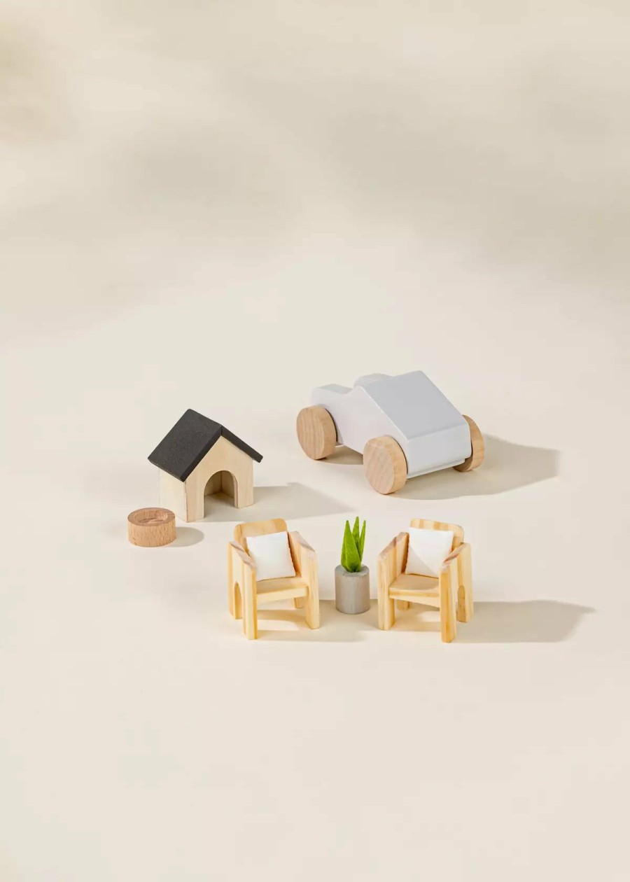 Play Coco Village Characters & Figures | Wooden Doll House Outdoor Furniture & Accessories (8 Pcs)