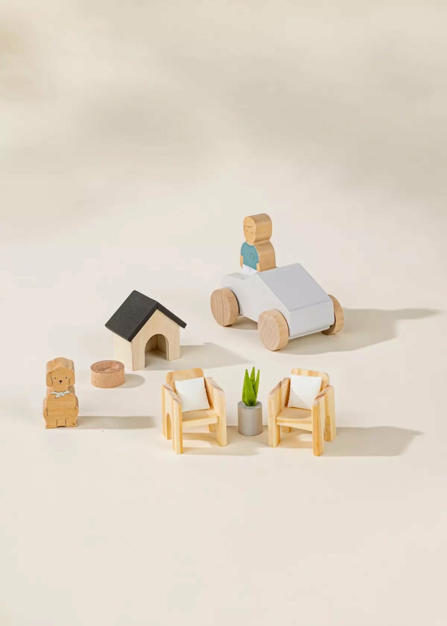 Play Coco Village Characters & Figures | Wooden Doll House Outdoor Furniture & Accessories (8 Pcs)