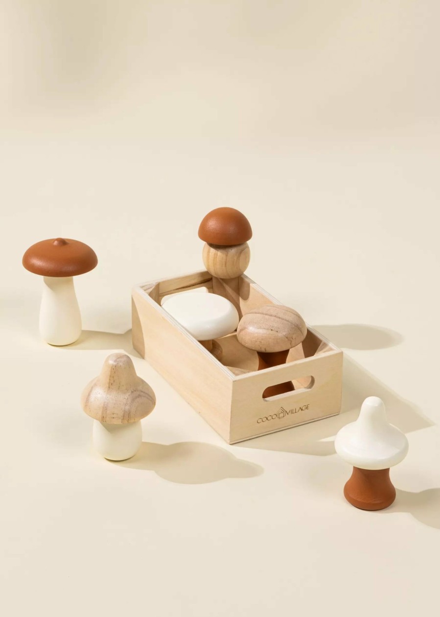 Play Coco Village Educational Toys | Wooden Mushrooms Playset