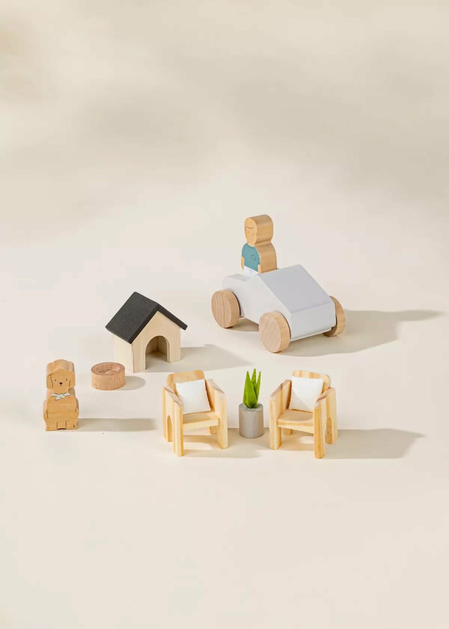 Play Coco Village Educational Toys | Wooden Doll House Outdoor Furniture & Accessories (8 Pcs)